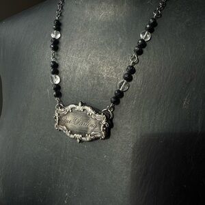 Our Darling Victorian Goth mourning necklace pendant beaded crystal necklace